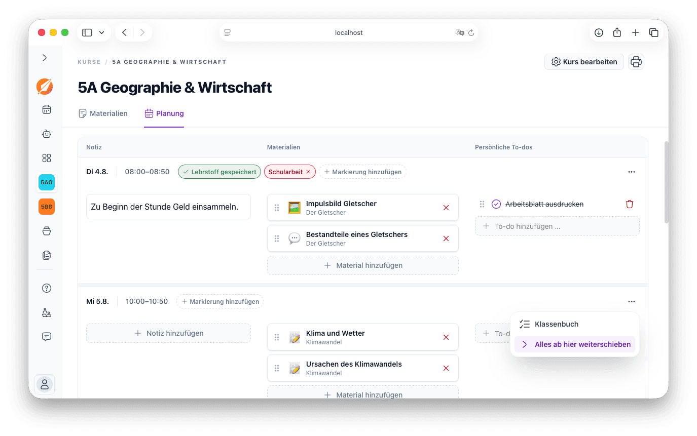 Neue Planungsansichten