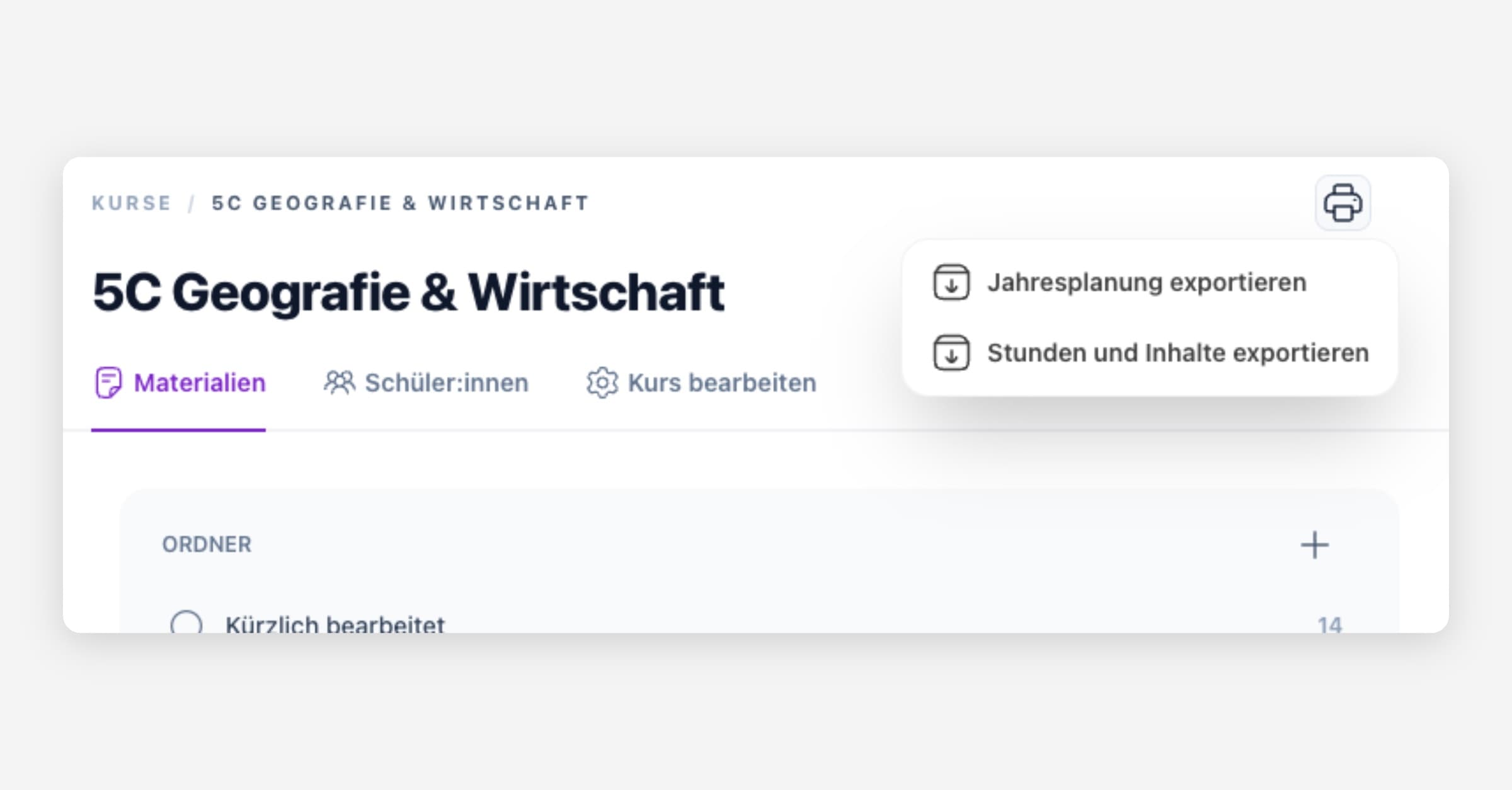 Schuljahr exportieren